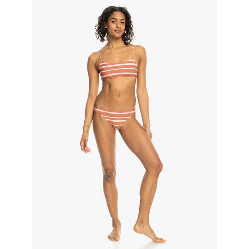 Roxy Damen Bikini Bottom Printed Beach Classic mittlerer Bedeckung - Cedar Wood Happy Stripe Printed Beach Classics -