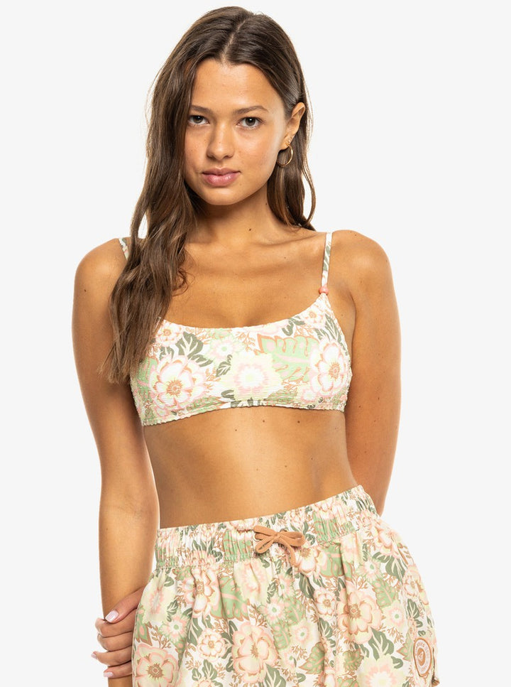 Roxy Damen Bikini Top Canarias - Oil Green Wild Flower Swim