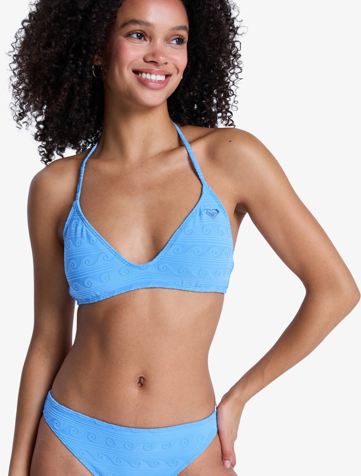 Roxy Damen Bikini Top Paradise Wave Tri - Silver Lake Blue Make a Splash