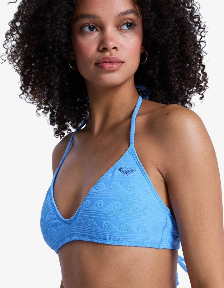 Roxy Damen Bikini Top Paradise Wave Tri - Silver Lake Blue Make a Splash