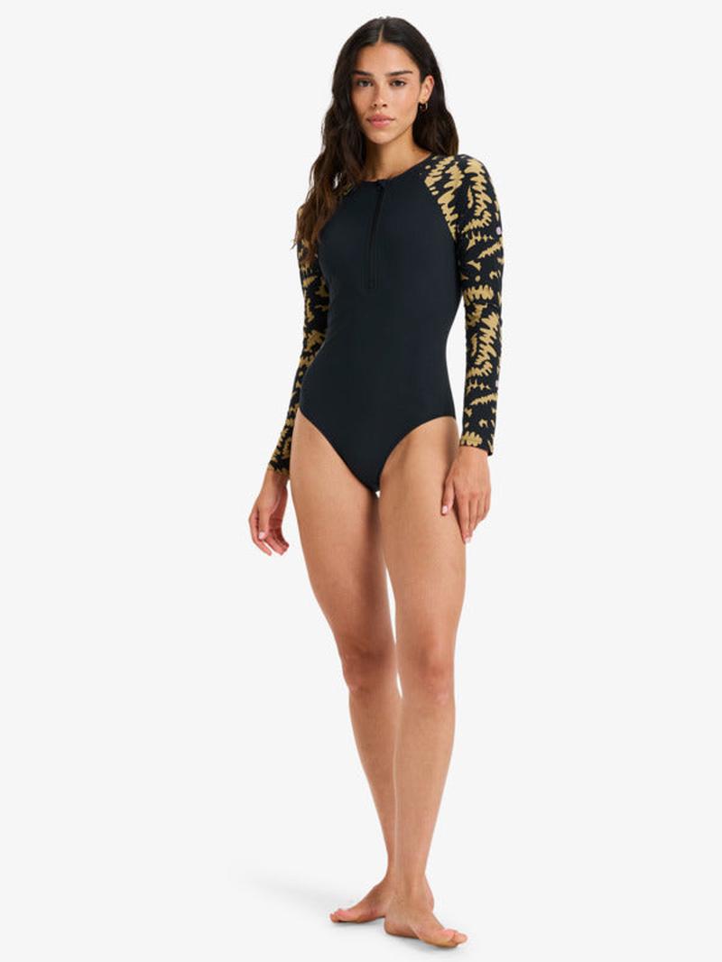 Roxy Damen Bodysuit Active - anthracite big flowers