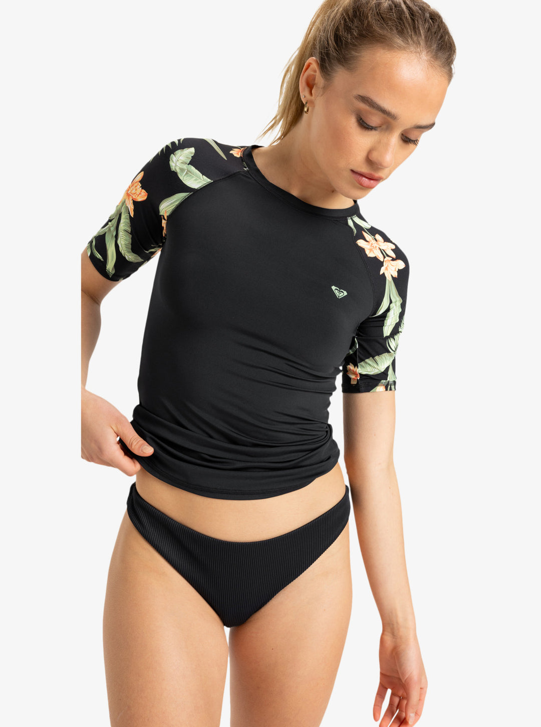 Roxy Damen Lycra Surf Kurzarm - anthracite island escape