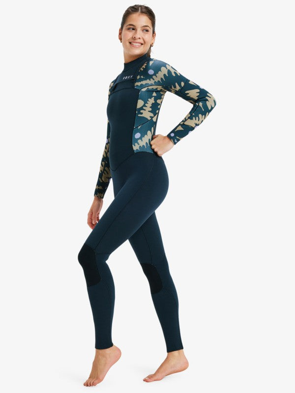 Roxy Damen Neoprenanzug 4/3mm Swell Natural Backzip - animal print