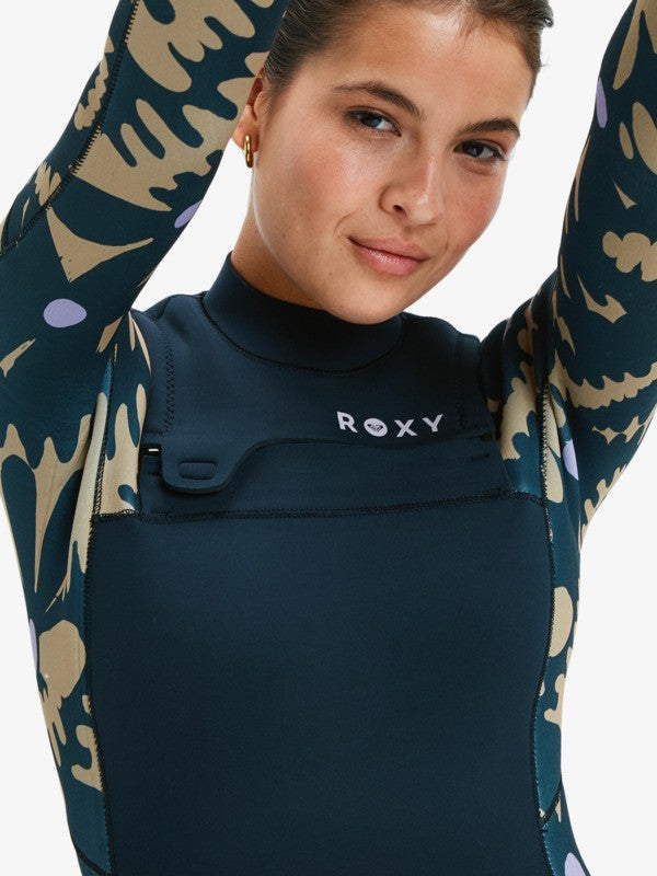 Roxy Damen Neoprenanzug 4/3mm Swell Natural Backzip - animal print