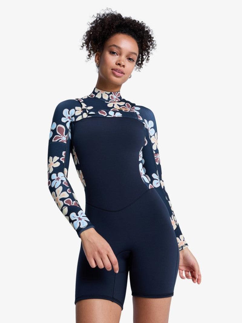 Roxy Damen Springsuit Swell Natural 2mm Frontzip - Flower