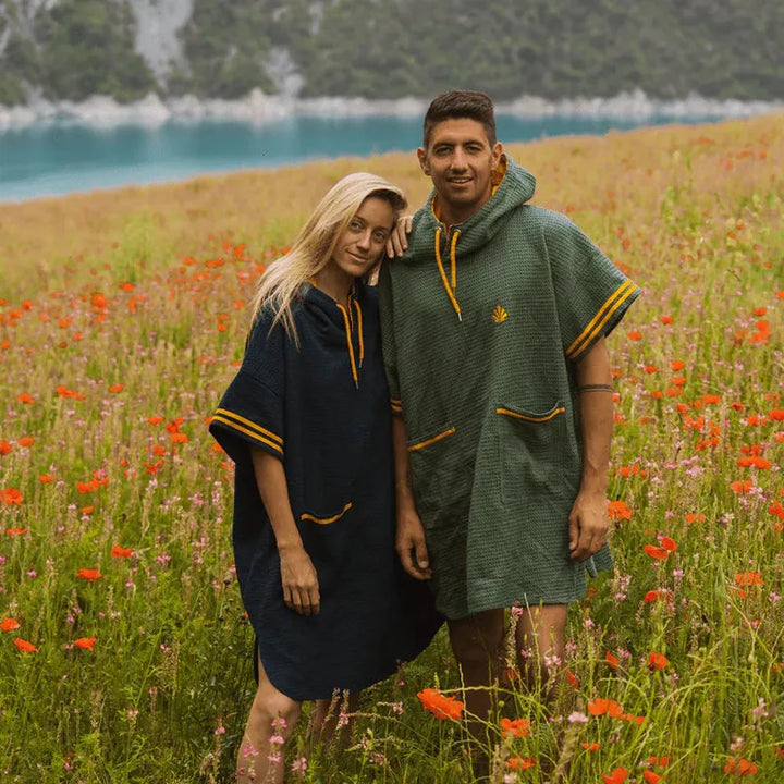 Saint Jacques Poncho Waffle - kaki / mustard