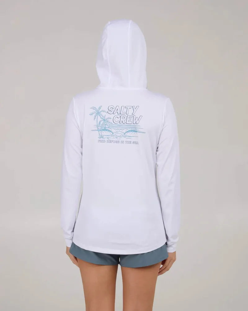 Salty Crew Damen Lycra Hooded A-Frame, langarm - white