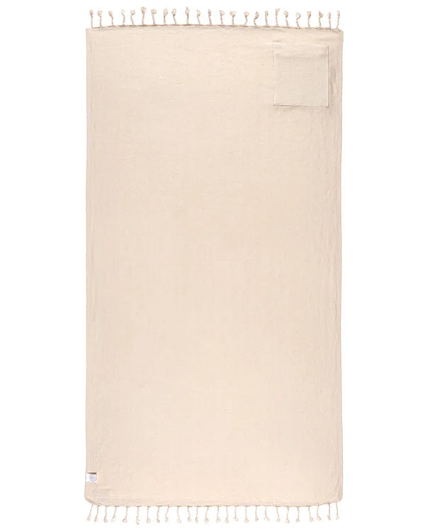 Sand Cloud Badetuch Herring With Zip Pocket - natural