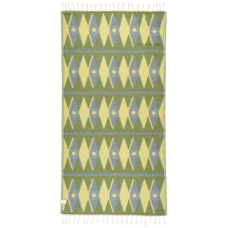 Sand Cloud Badetuch Tartan With Zip Pocket - lime