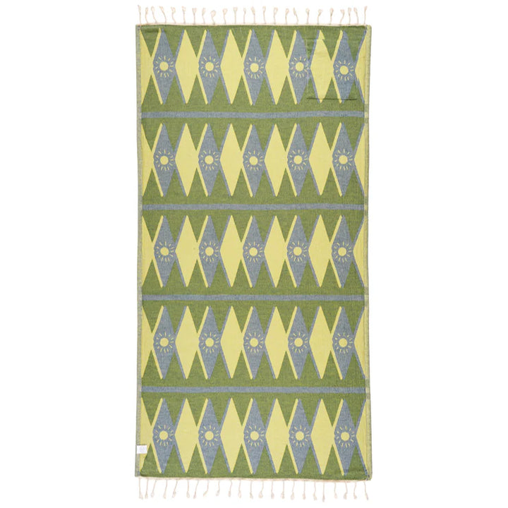 Sand Cloud Badetuch Tartan With Zip Pocket - lime