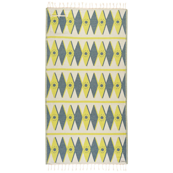 Sand Cloud Badetuch Tartan With Zip Pocket - lime