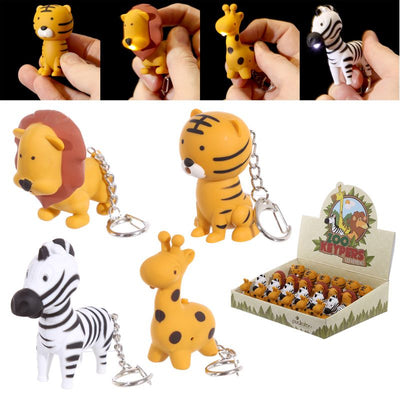 Schlüsselanhänger Tiger, Löwe, Zebra,Giraffe - LED mit Ton