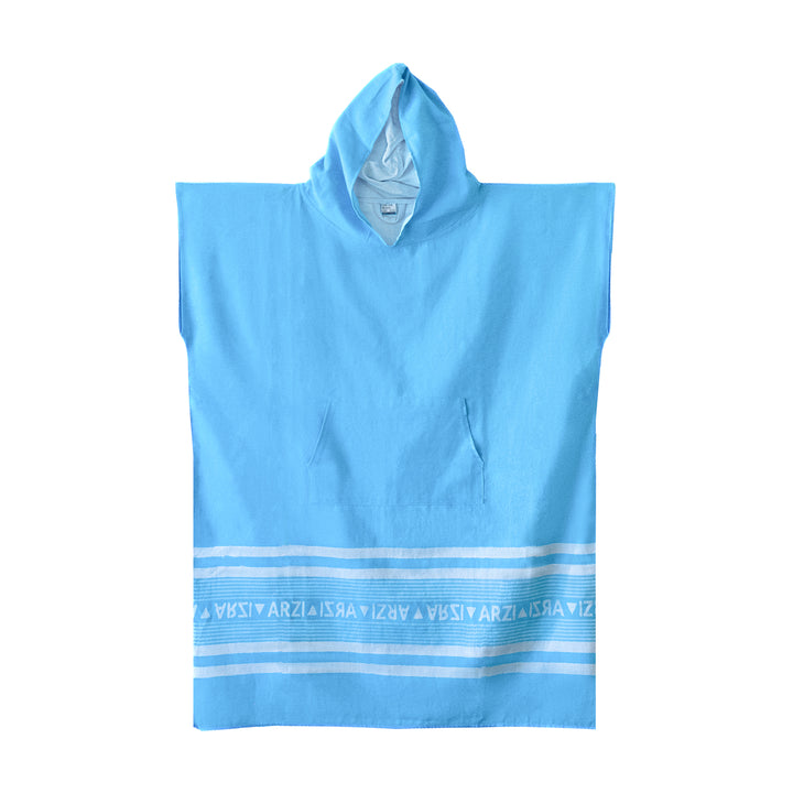 Arzi Hooded Poncho - Tropical Blue