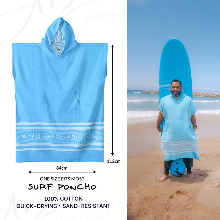 Arzi Hooded Poncho - Tropical Blue