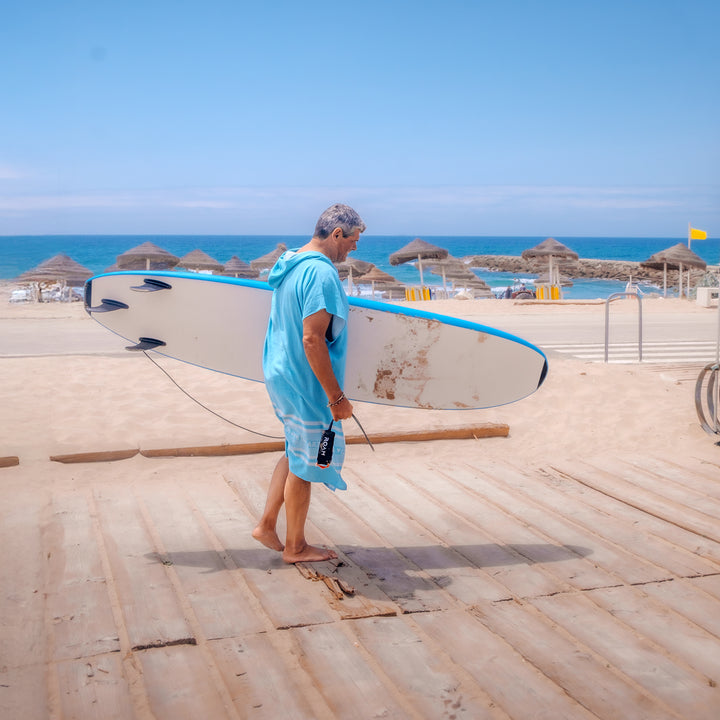Arzi Hooded Poncho - Tropical Blue