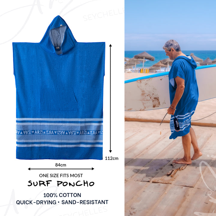Arzi Hooded Poncho - Sky Blue