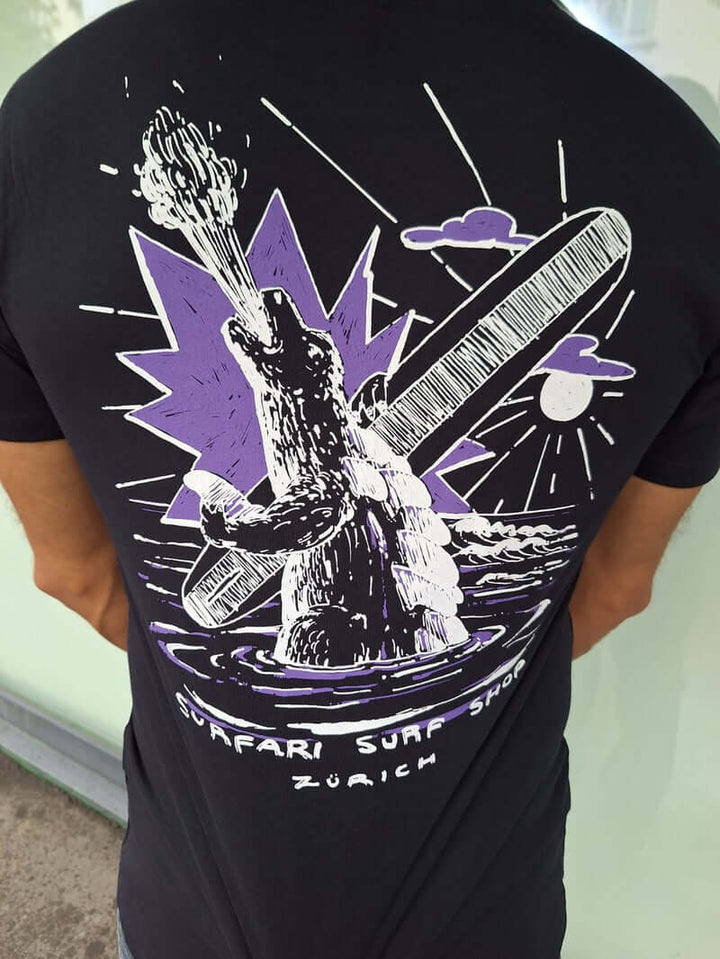 Surfari Herren T-Shirt Godzilla - navy