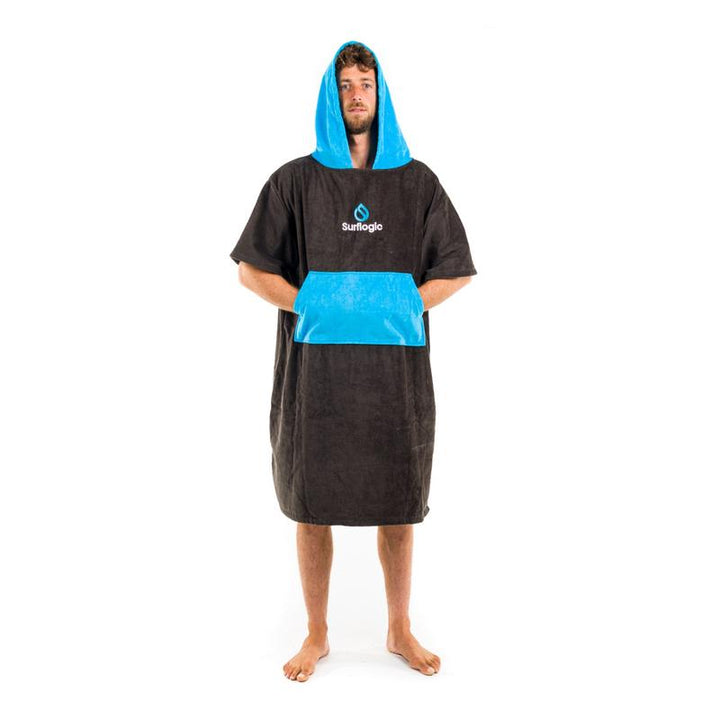 Surflogic Front Pocket Poncho - Black/Cyan