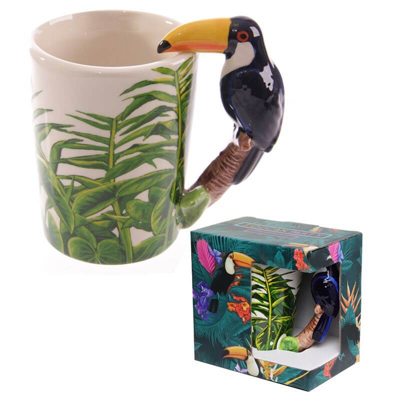 Tasse aus Keramik mit geformtem Henkel Jungle Explorer Tucan