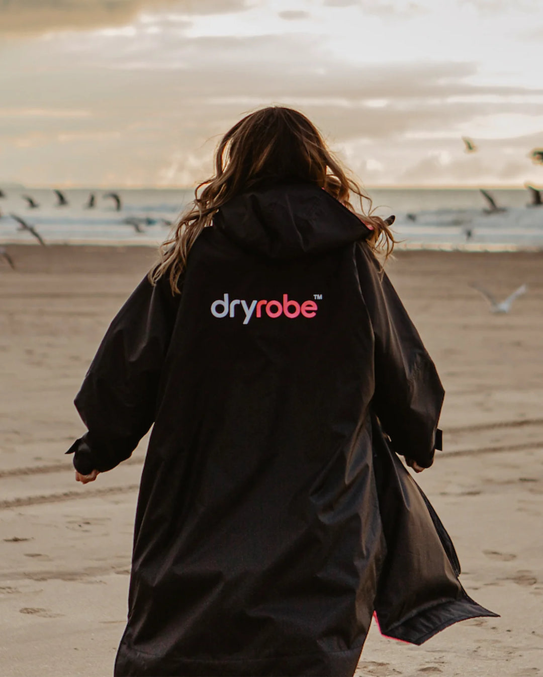 dryrobe Poncho Advance Langarm - black / pink