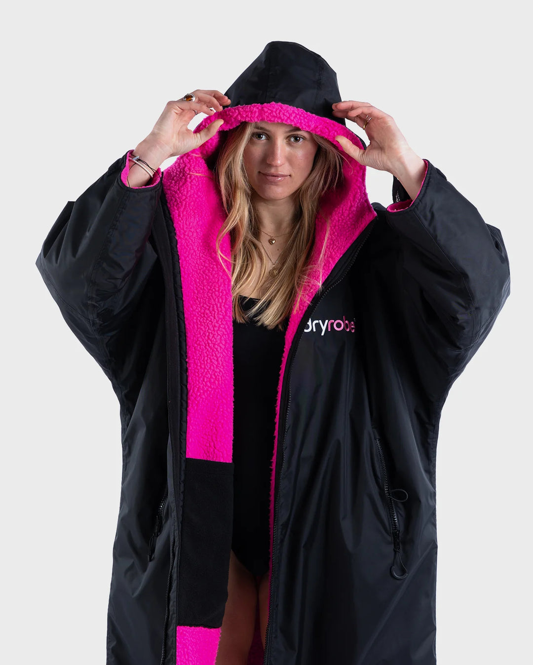 dryrobe Poncho Advance Langarm - black / pink