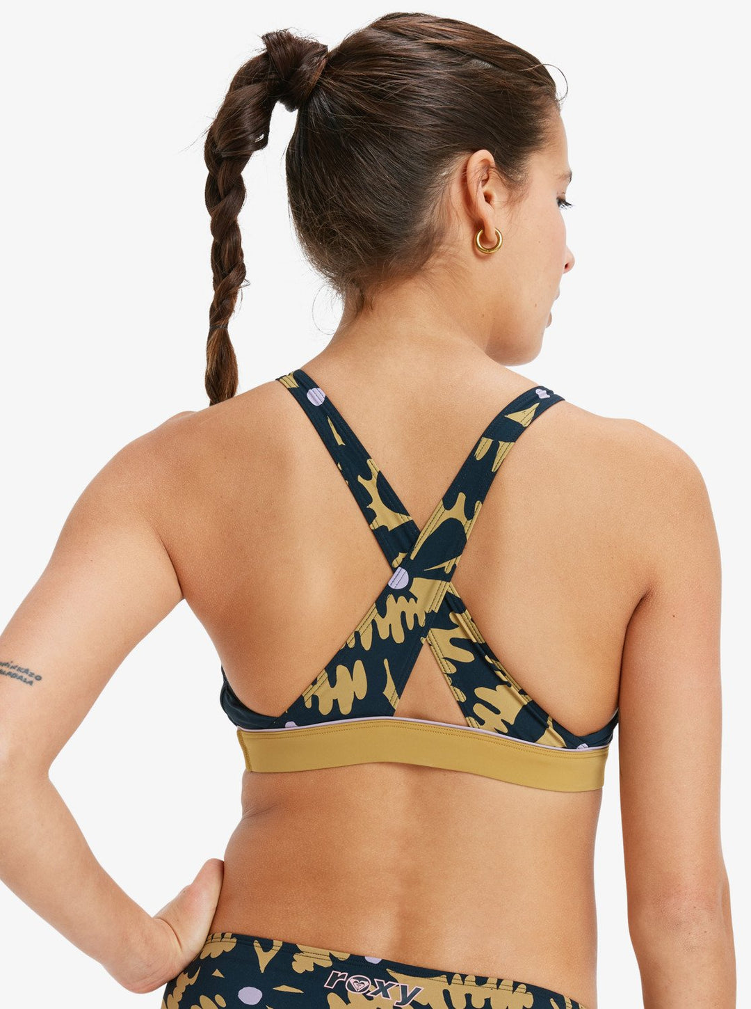 Roxy Bikini Top Active Short - anthracite big flowers