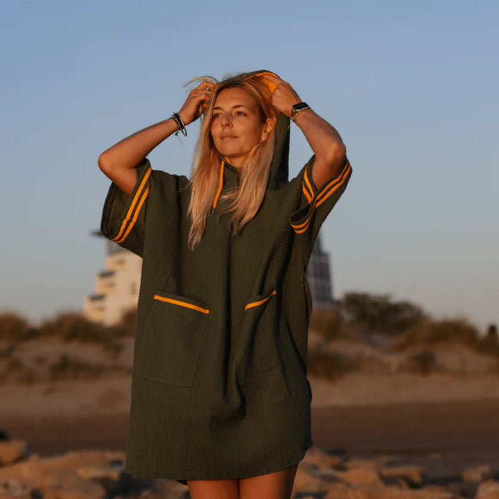 Saint Jacques Poncho Waffle - kaki / mustard