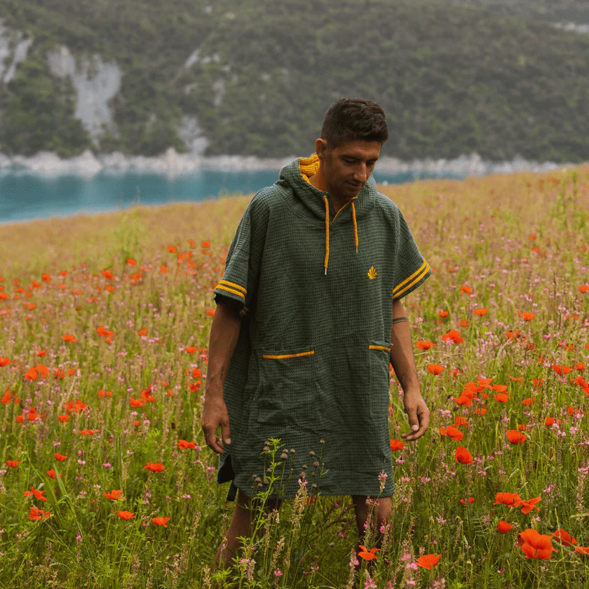 Saint Jacques Poncho Waffle - kaki / mustard