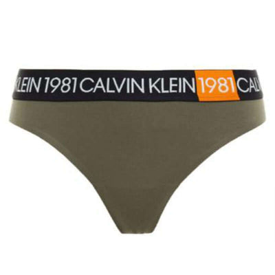 Calvin Klein Damen Tanga Statement 1981 - olive