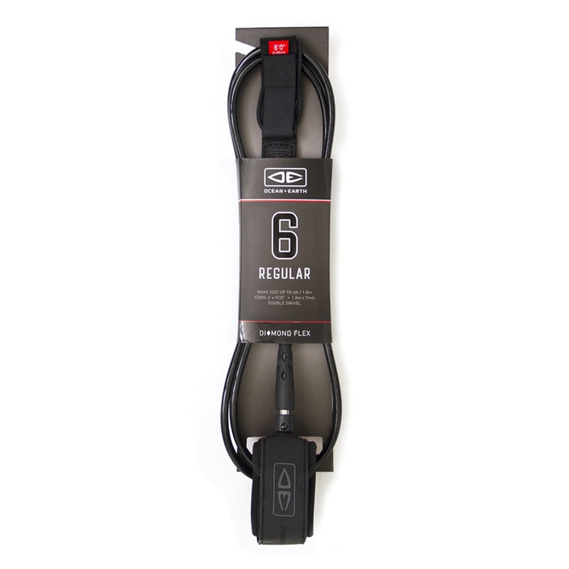 Ocean & Earth 6'0" Regular Moulded Leash - black