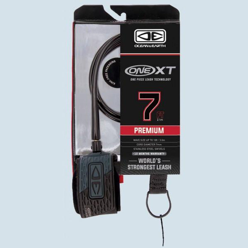 Ocean & Earth 7'0" Premium One Piece Leash XT - black