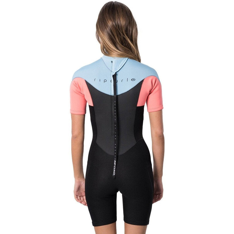 Rip Curl Damen Omega 1.5mm, Backzip, kurzarm Shorty- black/pink