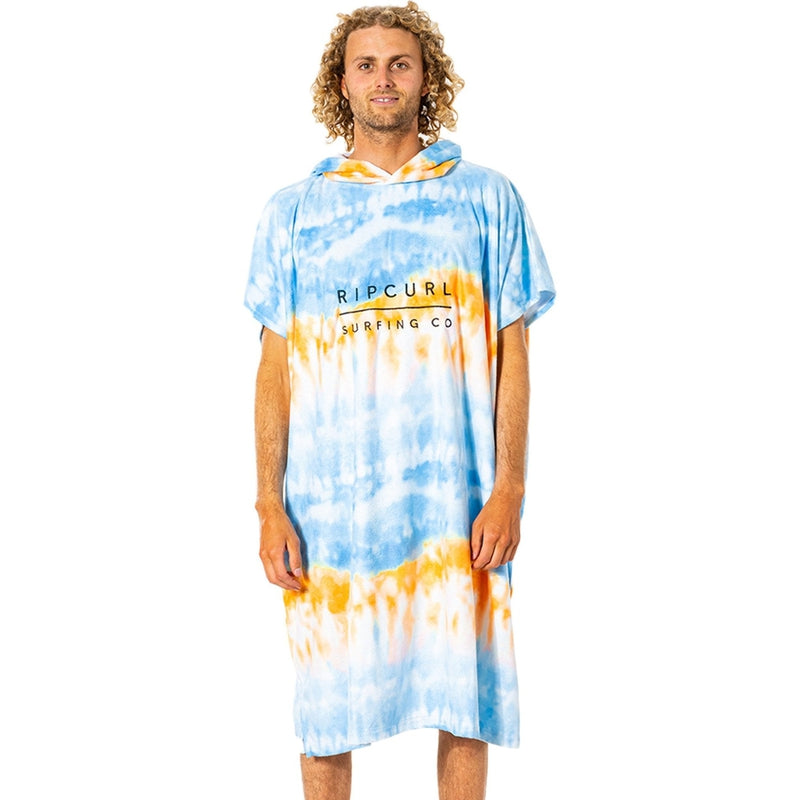 Rip Curl Poncho Unisex Mix Up Hooded Towel - blue/orange tyedye