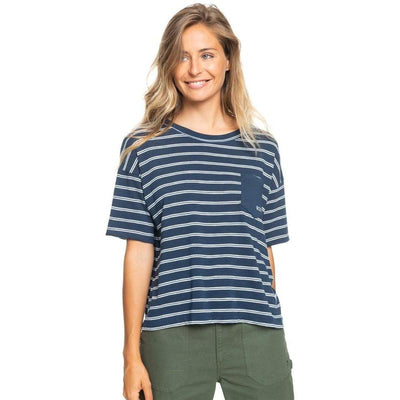 Roxy Damen T-Shirt Winter Moon - mood indigo double stripe