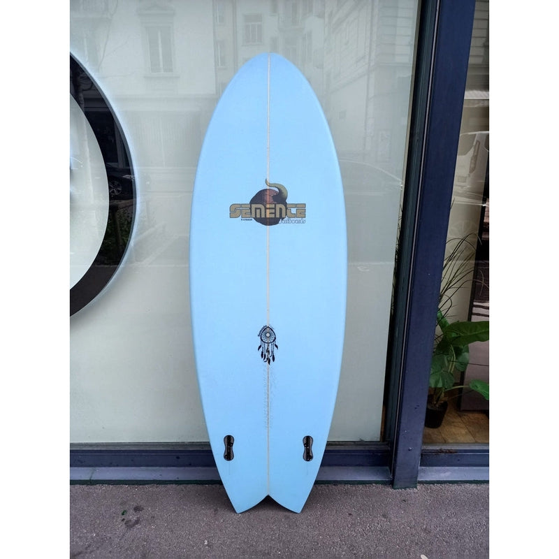 Semente Surfboard Retro Twin Fin Fish 5'6", 31.8L - babyblue