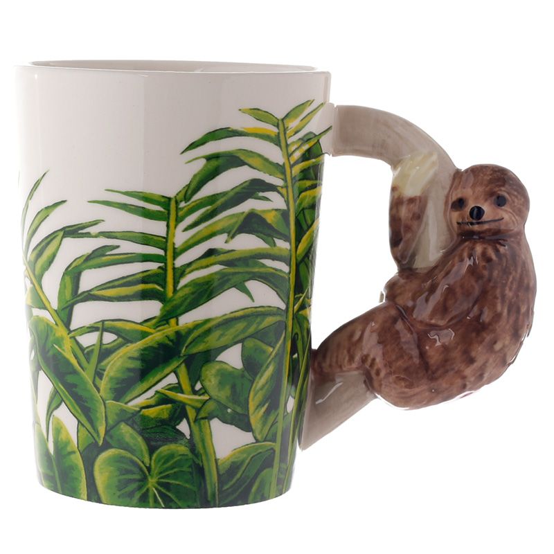 Tasse aus Keramik mit geformtem Henkel Jungle Explorer - Faultier