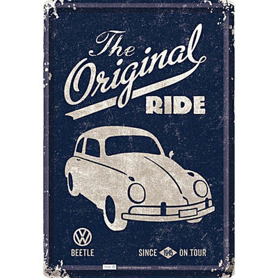 Vintage Blechpostkarte VW Original Ride - black